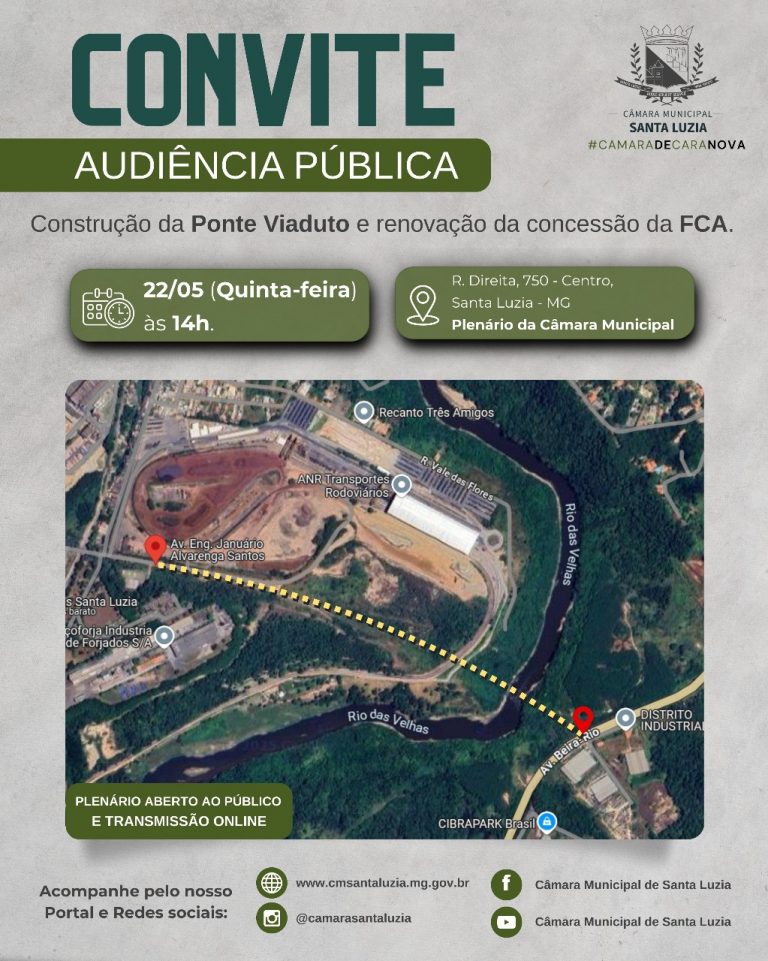 🛤️ AUDIÊNCIA PÚBLICA VAI DISCUTIR NOVA PONTE VIADUTO EM SANTA LUZIA 🏛️