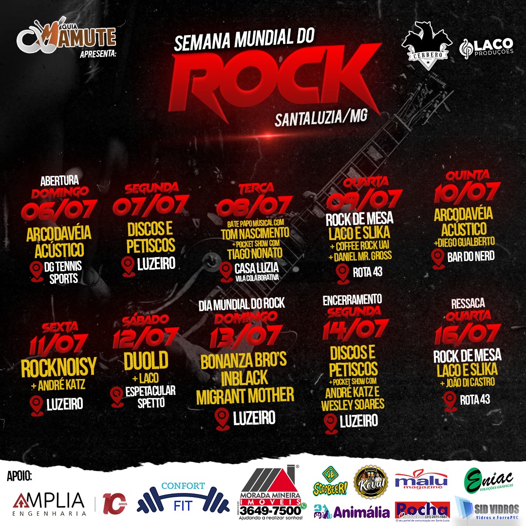Leia mais sobre o artigo 🎸 SEMANA MUNDIAL DO ROCK LEVA CULTURA, MÚSICA E DIVERSIDADE PARA SANTA LUZIA/MG